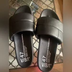 Vibae | Shoes | Viba Porto Leather Preto Black Slide Slides  display picture 1